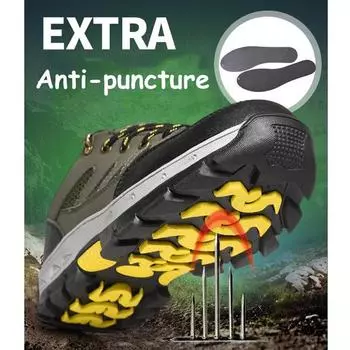 Мужская дышащая защитная обувь, рабочие ботинки со стальным носком, противоскользящие, походная обувь для скалолазания 36 серый