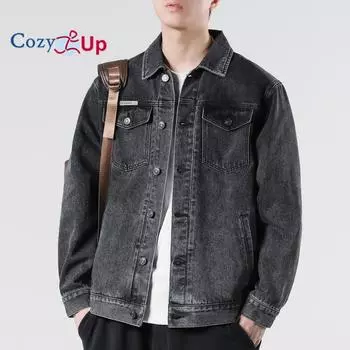 Мужская джинсовая куртка Cozy Up, узкая джинсовая куртка с потертостями M темно-серого