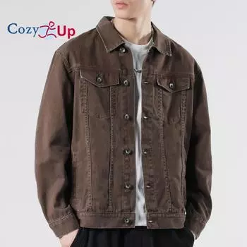 Мужская джинсовая куртка Cozy Up в классическом стиле Western Trucker в винтажном стиле, джинсовое пальто черного и синего цвета M темно-коричневого