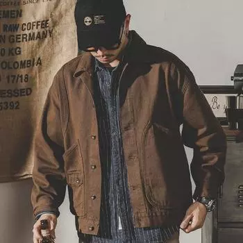 Мужская джинсовая куртка Jay Leno Retro American Workwear - осенняя модная свободная куртка Coach M (100-120 jin) хаки