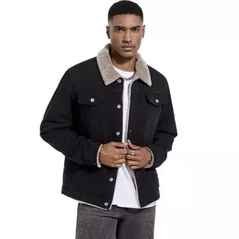 Мужская джинсовая куртка осенне-зимняя куртка плюс бархат повседневная мужская европейская красивая мода XXXL чёрный
