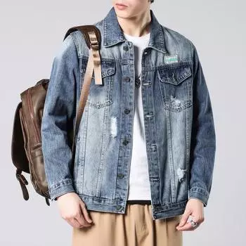 Мужская джинсовая куртка, осенне-зимняя модная брендовая свободная мужская куртка, куртка, молодежная повседневная рабочая одежда 5XL