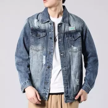 Мужская джинсовая куртка, осенне-зимняя модная брендовая свободная мужская куртка, куртка, молодежная повседневная рабочая одежда M