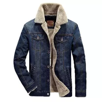 Мужская джинсовая куртка с меховым воротником, на подкладке, модная, повседневная, зимняя, теплая, пальто M6xl XL