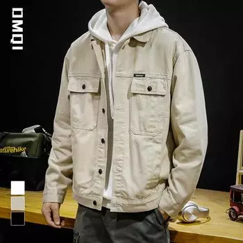 Мужская джинсовая куртка свободного покроя с лацканами, мужская свободная куртка American Flight Tooling большого размера M хаки