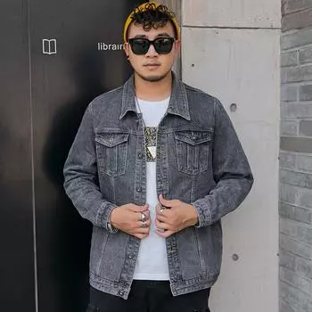 Мужская джинсовая куртка Trucker, повседневные классические джинсовые куртки, новые мужские пальто с отложным воротником, свободное пальто в консервативном стиле M