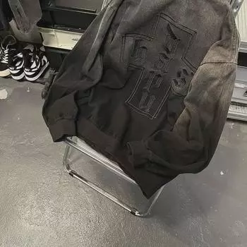 Мужская джинсовая куртка в готическом стиле с градиентом на осень-зиму XL коричневый