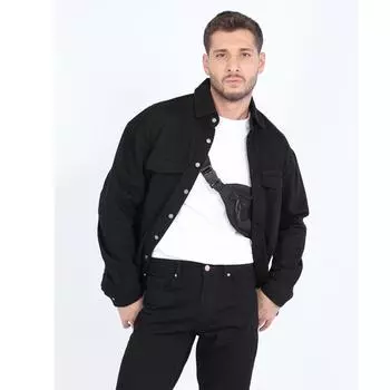 Мужская джинсовая рубашка оверсайз, черная