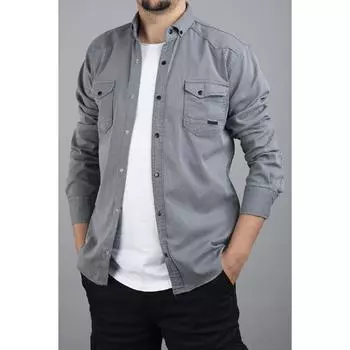 Мужская джинсовая рубашка Slim Fit серая
