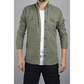 Мужская джинсовая рубашка Slim Fit, зеленая