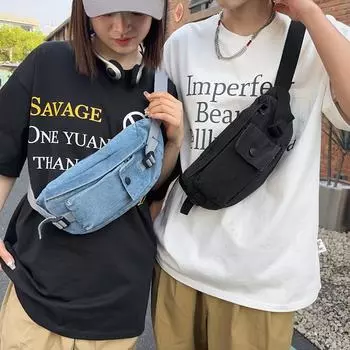 Мужская джинсовая сумка на грудь Женская большая вместительная легкая джинсовая сумка Спортивная маленькая сумка через плечо Сумка через плечо хаки