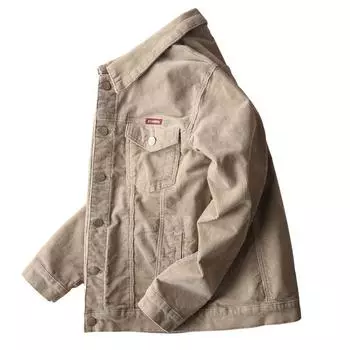 Мужская джинсовая вельветовая куртка Мужская повседневная одежда Весенне-осенняя куртка S хаки