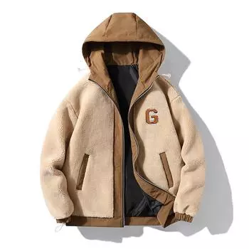 Мужская флисовая хлопковая куртка с капюшоном, большой размер, толстый флисовый хлопковый кардиган M чёрный