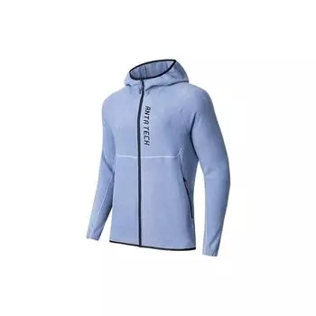 Мужская флисовая куртка Anta Comprehensive Training Series с цветными блоками и молнией на капюшоне, цвет нефрит-синий 952347702-2 S