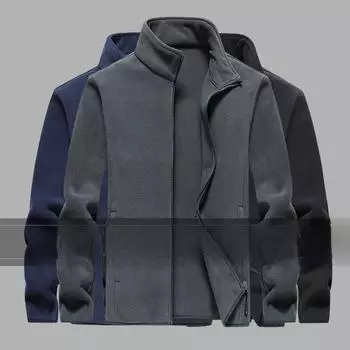 Мужская флисовая куртка больших размеров для активного отдыха - Теплый флис для осени и зимы 6XL красный