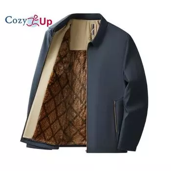 Мужская флисовая куртка Cozy Up с подкладкой из шерпы, теплая куртка на молнии, мягкая верхняя одежда, зимняя куртка с карманами на молнии M чёрный