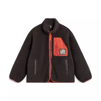 Мужская флисовая куртка Li Ning Badfive Color Block с воротником-молнией, темно-коричневая, AFDT667-3 3XL