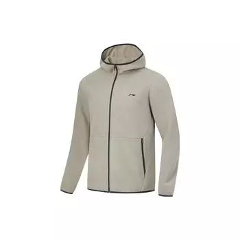 Мужская флисовая куртка Li Ning Fitness Series с длинным рукавом и застежкой-молнией и логотипом, цвет серый AFDUD03-2 S