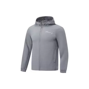Мужская флисовая куртка Li-Ning Fitness Series, однотонная, водонепроницаемая, с капюшоном, цвет гравийно-серый AFDT635-4 L