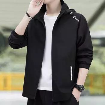 Мужская флисовая куртка с капюшоном, мужская куртка, теплая ветрозащитная куртка, куртка свободного покроя, большой размер, можно снять M чёрный