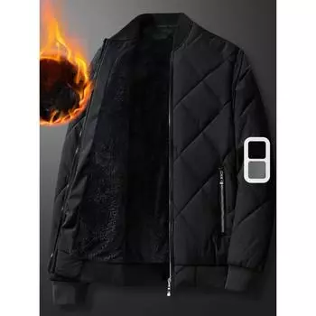 Мужская флисовая куртка с подкладкой, спортивная куртка на молнии с воротником-стойкой и карманами на молнии, универсальная для зимнего отдыха на открытом воздухе M чёрный