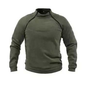 Мужская флисовая куртка-свитшот, военный пуловер, толстая теплая с длинным рукавом на молнии, зимний топ L