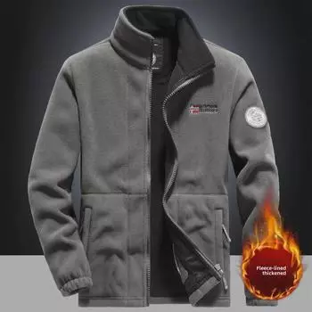 Мужская флисовая куртка: Утолщенная толстовка из овечьего флиса для отдыха на свежем воздухе весной, осенью и зимой S 60-70 kg