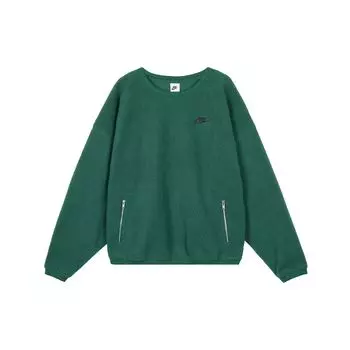 Мужская флисовая однотонная толстовка с круглым вырезом и карманом на молнии Nike Club, зелено-зеленая FB8379-323 XL