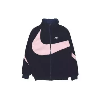 Мужская флисовая теплая куртка с воротником-стойкой Nike Big Swoosh Logo Obsidian DH2474-456 XL