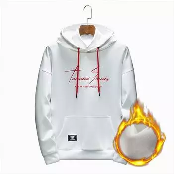 Мужская флисовая толстая верхняя одежда с длинными рукавами, модная повседневная толстовка с круглым вырезом и принтом L красный