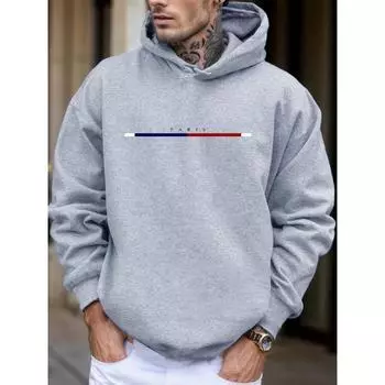 Мужская флисовая толстовка Manfinity Dauomo с принтом букв и завязками на капюшоне S