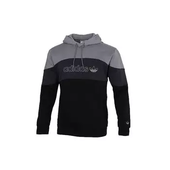 Мужская флисовая толстовка с капюшоном Adidas Originals Trefoil Colorblock, серая, черная GD5796 S