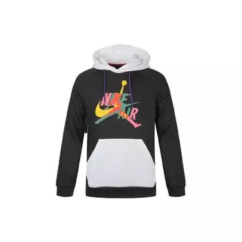 Мужская флисовая толстовка с капюшоном Jordan Air Jumpman с логотипом и цветными блоками, черные CU1556-010 XS