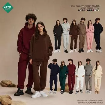 Мужская флисовая толстовка свободного покроя с капюшоном - не линяет, утолщенная, 400 г, модная осень/зима 2024 г. M серый/кофейный