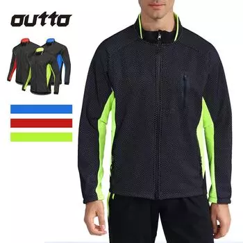 Мужская флисовая велосипедная майка с длинным рукавом - теплая, ветрозащитная, куртка на осень/зиму XXL