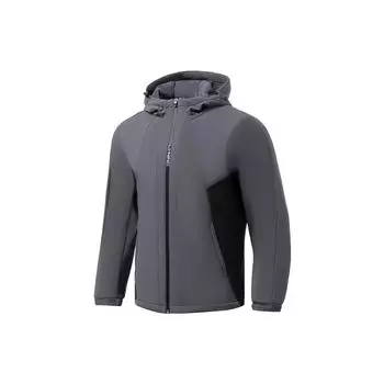 Мужская флисовая ветровка с длинным рукавом и капюшоном из серии Li Ning Fitness, цвет «громовой серый» AFDR515-3 M