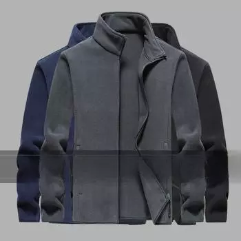 Мужская флисовая зимняя куртка больших размеров - теплый свитер для активного отдыха на открытом воздухе для людей среднего и пожилого возраста 5XL синий