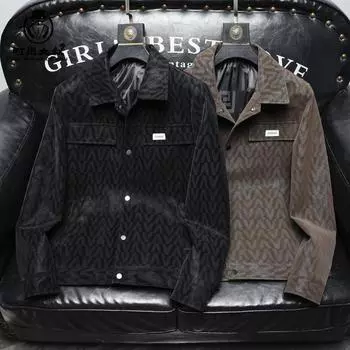 Мужская флокированная кожаная куртка, новая кожаная куртка с V-образным вырезом, весенняя, осенне-зимняя мужская куртка с лацканами L