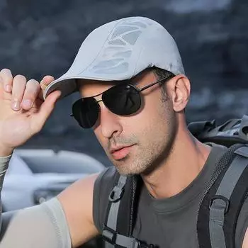 Мужская фуражка, летняя дышащая сетчатая солнцезащитная бейсболка с регулируемой резинкой, быстросохнущая уличная шапка для пешего туризма и рыбалки
