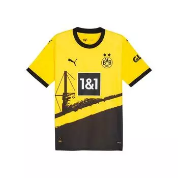 Мужская футбольная майка PUMA Borussia Dortmund с графическим принтом и круглым вырезом и коротким рукавом, кибер-желтая 770604-01 L