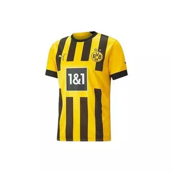 Мужская футбольная майка Puma SS22 в полоску с коротким рукавом, желтая 765883-01 XS