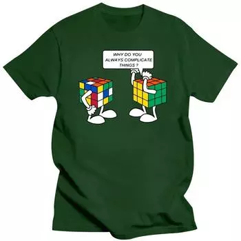 Мужская футболка 100% хлопок Интересный принт кубика Рубика Летняя повседневная крутая свободная футболка с круглым вырезом Мужские топы S чёрный