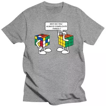 Мужская футболка 100% хлопок Интересный принт кубика Рубика Летняя повседневная крутая свободная футболка с круглым вырезом Мужские топы S чёрный