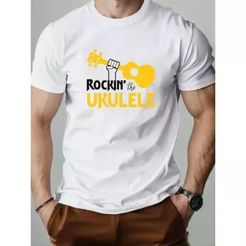 Мужская футболка 100% хлопок с принтом гитары, круглым вырезом, дышащая уличная футболка большого размера, повседневная модная одежда высокого качества XXXXL чёрный