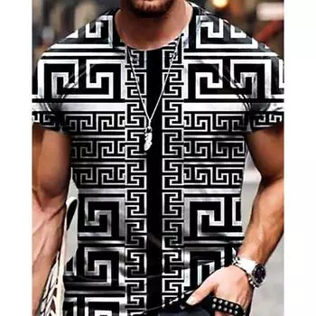 Мужская футболка 3D-принт Геометрический принт Графика С принтом С короткими рукавами Повседневные Верхушки На каждый день XS синий