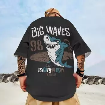 Мужская футболка 3d Shark Hip Hop Casual Tess Новые топы с короткими рукавами Летняя свободная одежда больших размеров Модная футболка 3XL