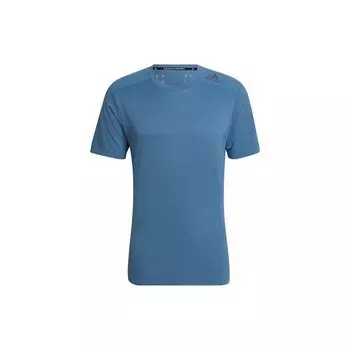 Мужская футболка Adidas Stripe Logo Training с круглым вырезом и короткими рукавами, темно-синяя HU0112 S