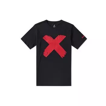 Мужская футболка Air Jordan 1 Banned с коротким рукавом и принтом, черный, красный 842254-010 XS