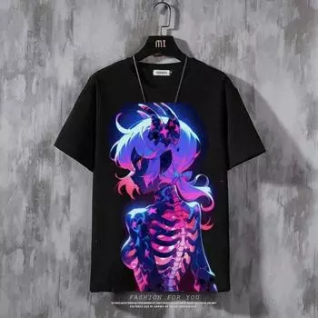 Мужская футболка Аниме Сексуальная Красота Футболки с 3D принтом Harajuku Футболки с короткими рукавами Свободная мужская одежда больших размеров Топы Уличная одежда 2XS