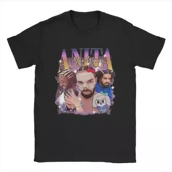 Мужская футболка Anita Max Wynn, винтажная футболка с коротким рукавом и круглым вырезом, чистый хлопок, идея для подарка, одежда S чёрный